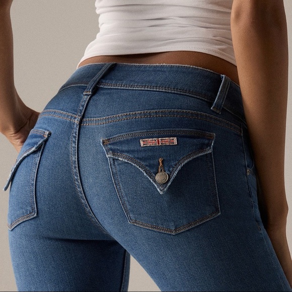 Hudson Jeans Denim - Hudson Jeans Women's 27 Blue Bacara Cuffed Back Flap Mid Rise Stretch Denim